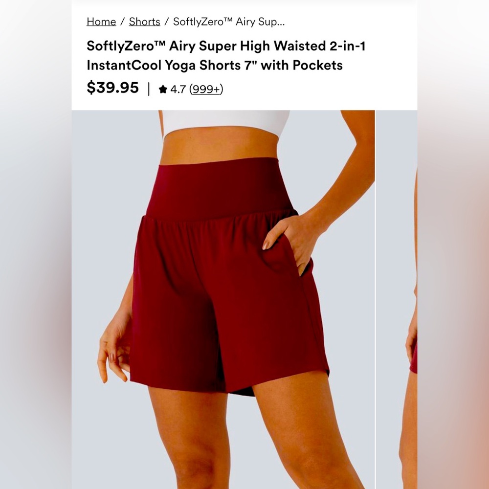 Halara burgundy softlyzero 7in yoga shorts with pockets